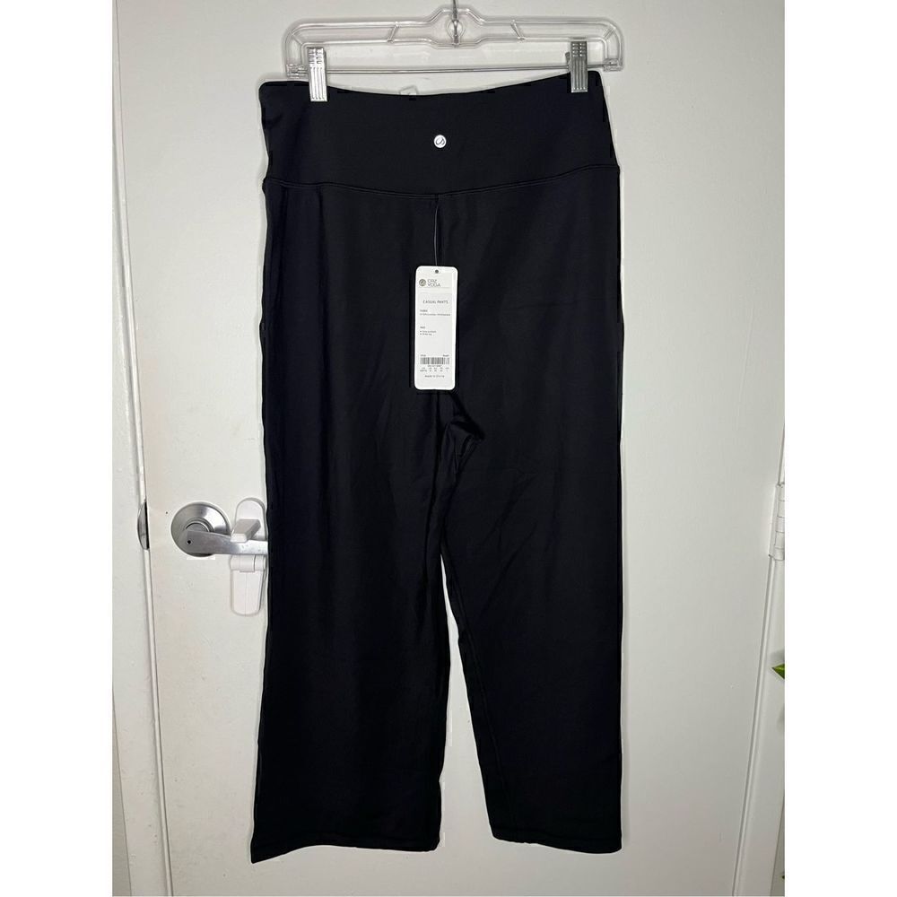 Crz Yoga Black Wide Leg Side Pockets Casual Legging Pants Size Medium 8/10 NWT